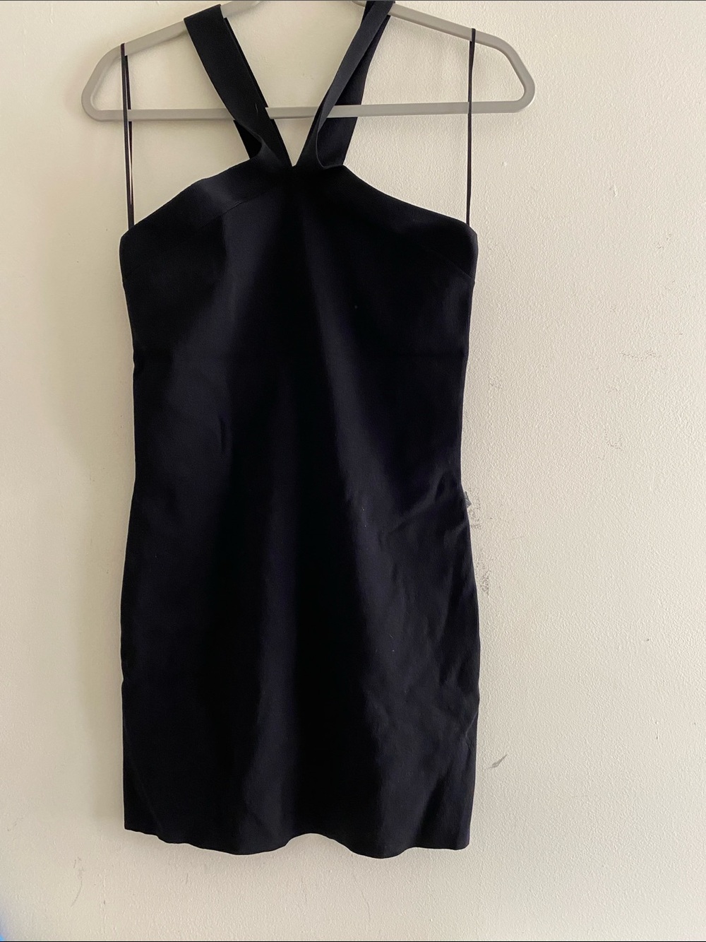 Classic Black Cross-Strap Mini Dress sz L